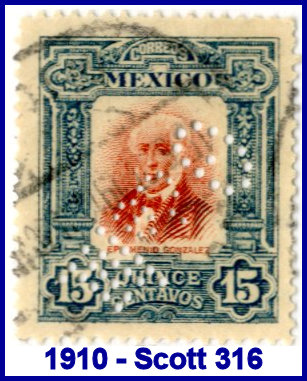 Michoacan 1910 perfin